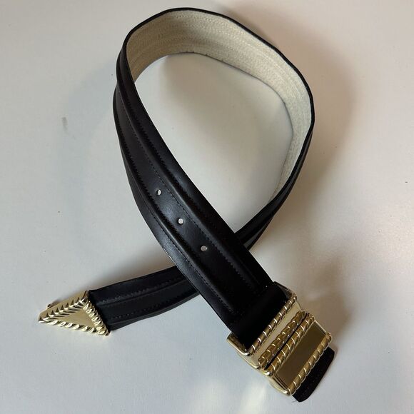 Vintage Christian Dior Genuine Leather Belt with Gold Buckle Sz SM Old Money Y2K - Picture 1 of 16